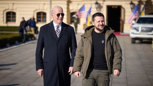 A photo of Biden and Zelensky