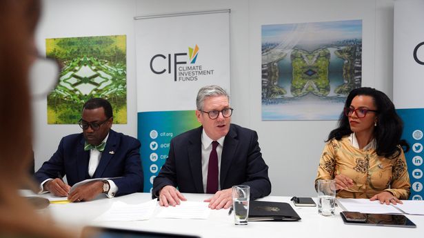 Prime Minister Keir Starmer attends a financial roundtable meeting at the Cop29 summit