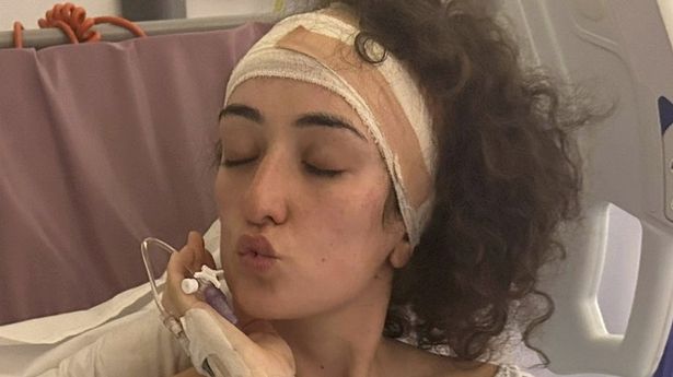 Bella Depreli, pictured after brain surgery, was diagnosed with a tumour just as she turned 30.