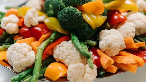 Broccoli and cauliflower carrots etc on a plate