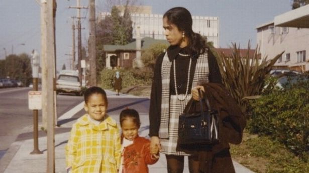 Kamala Harris, left, with younger sister Maya and their mother Shyamala